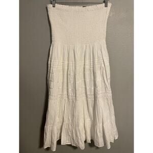 Speed Control Dress Womens 2X White Strapless Boho Cotton Midi Sundress Boho Y2K